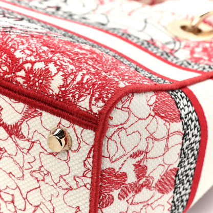 Christian Dior Canvas Embroidered Medium Dioramour D-Royaume Lady D-Lite Red Multicolor 13 of 14