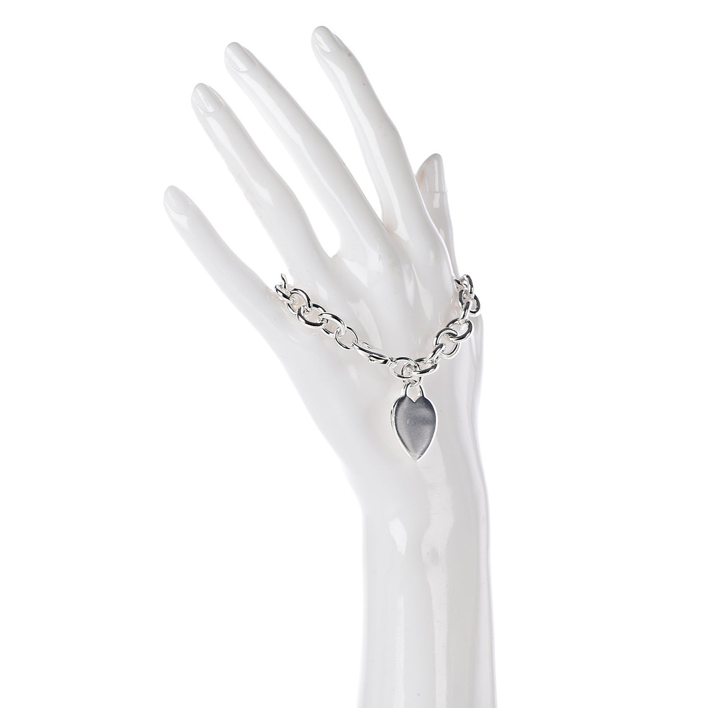 Sterling Silver Heart Tag Charm Bracelet