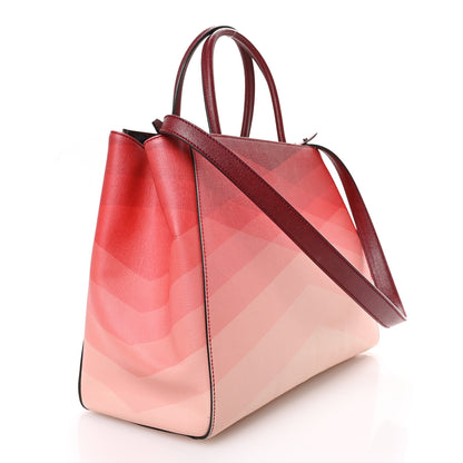 Fendi Vitello Elite Geometric Degrade Regular 2Jours Tote Red 3 of 10