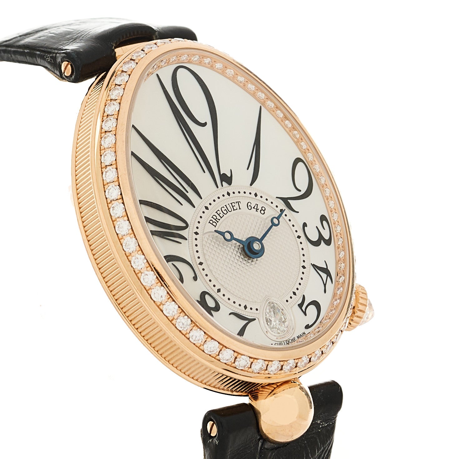 Breguet 18K Yellow Gold Alligator Diamond Bezel Mother of Pearl 28.5mm Reine de Naples Automatic Watch 8918BA/58/964/D00D3L 3 of 6