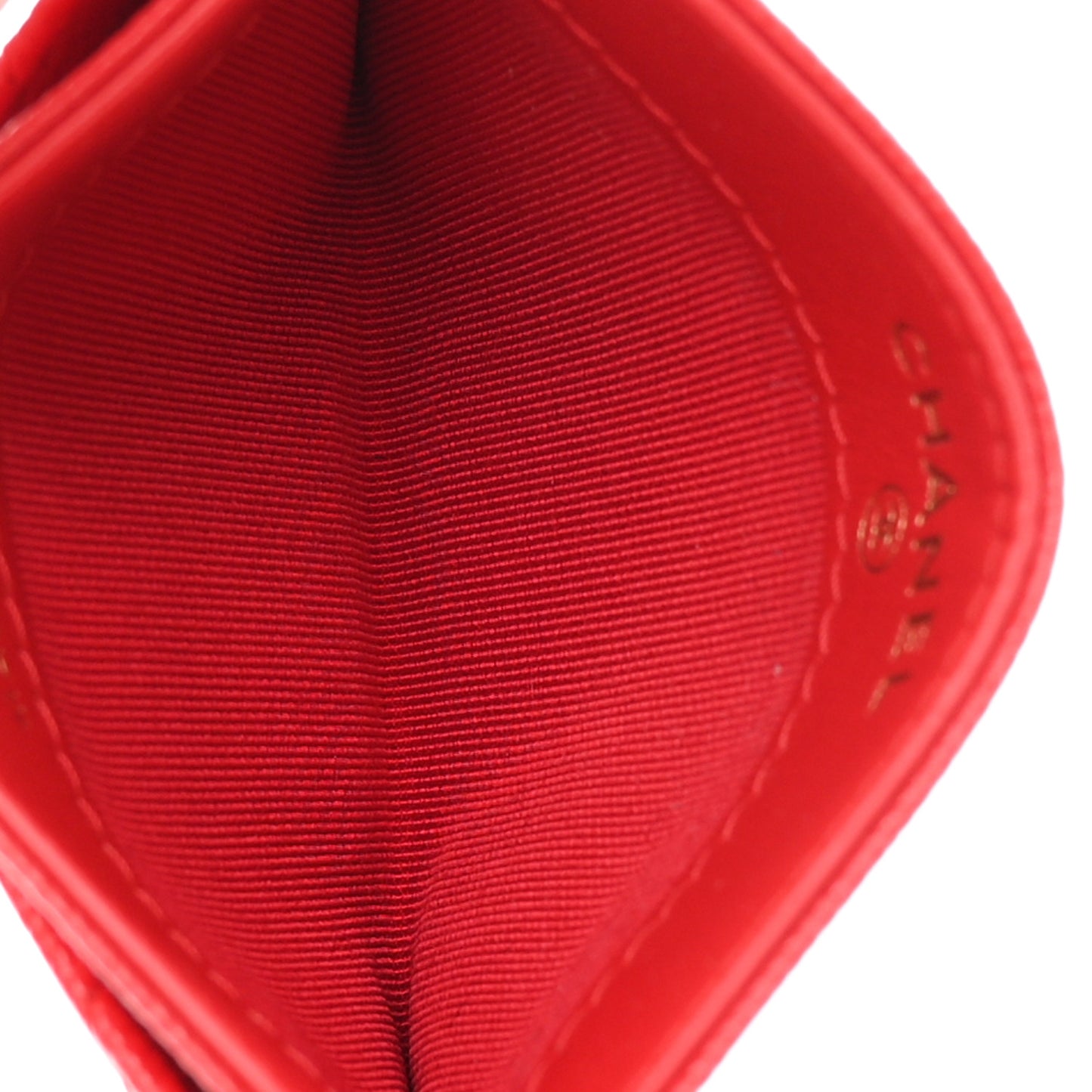 Caviar Quilted Card Holder Red