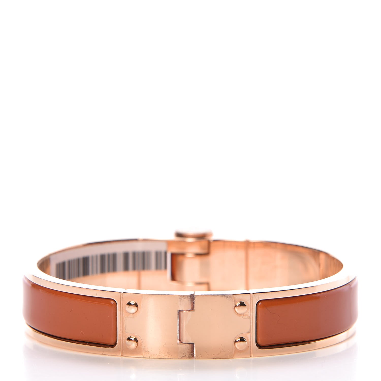 Hermes Enamel Charniere Uni Narrow Hinged Bracelet S Cognac 3 of 5