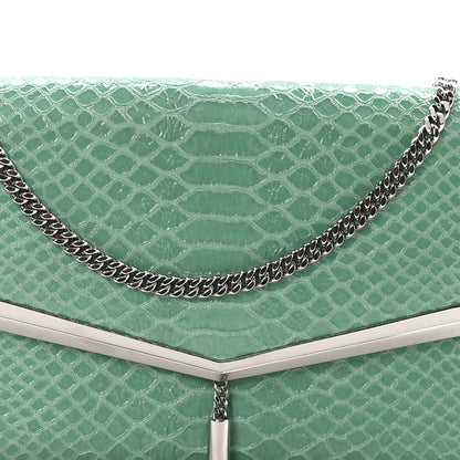 Jimmy Choo Snakeskin Embossed Chain Clutch Miami Mint 5 of 10