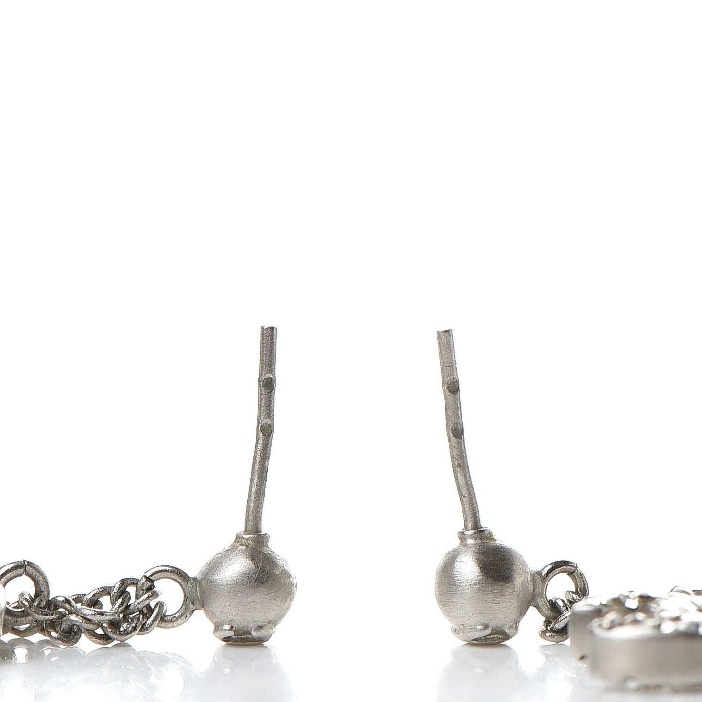 Crystal Pearl CC Dangle Earrings Silver Black