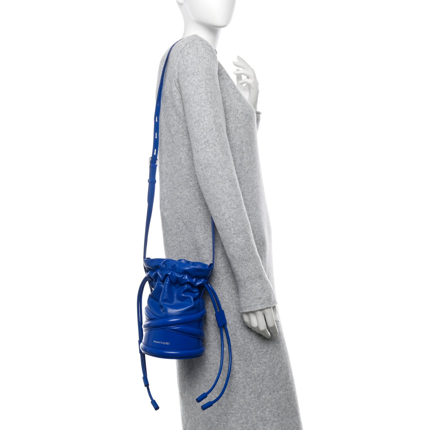 Calfskin The Soft Curve Drawstring Bag Blue