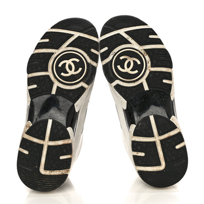 Chanel Calfskin Fabric Sneakers 37.5 White Silver Fluo Pink 7 of 18