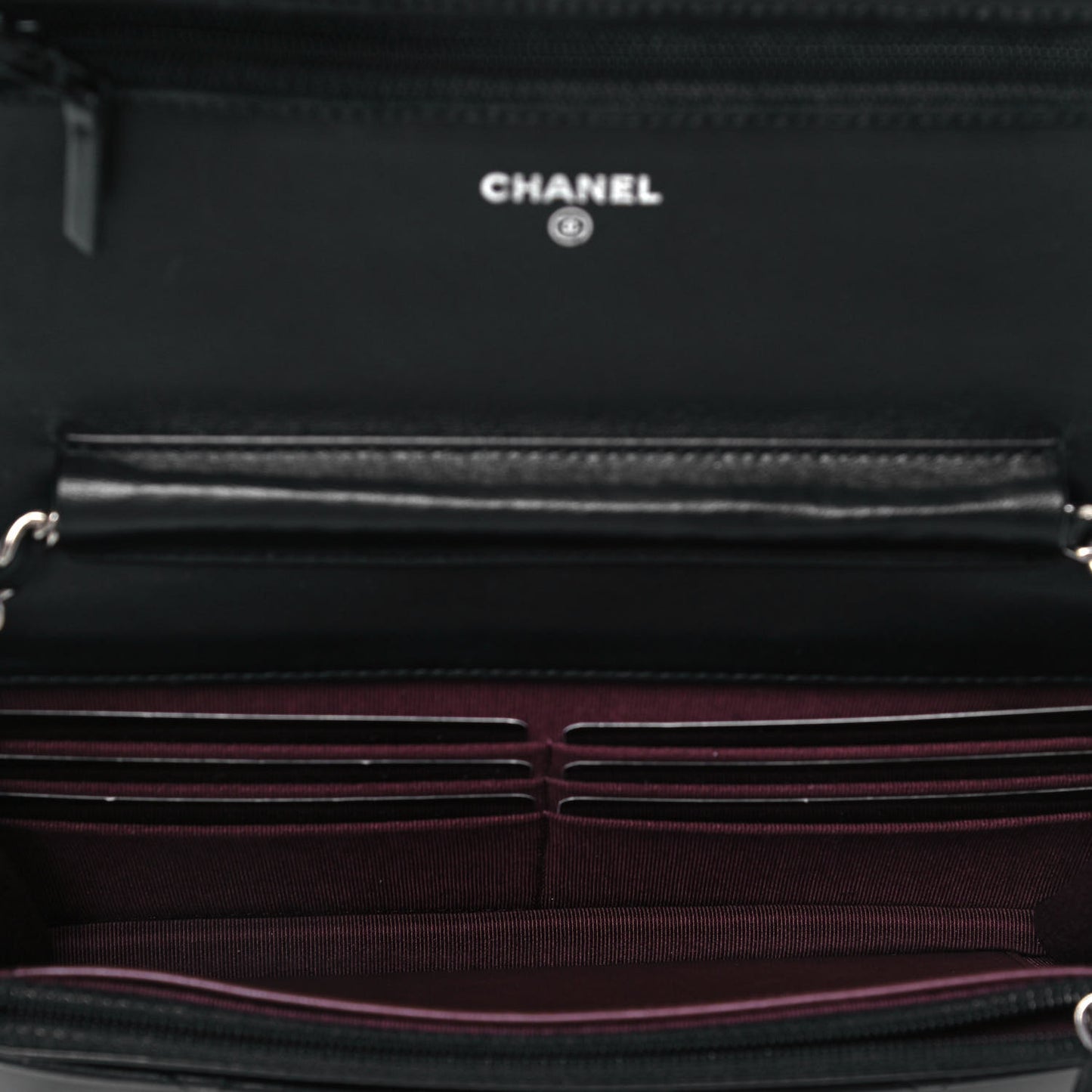 Lambskin Quilted Wallet On Chain WOC Black