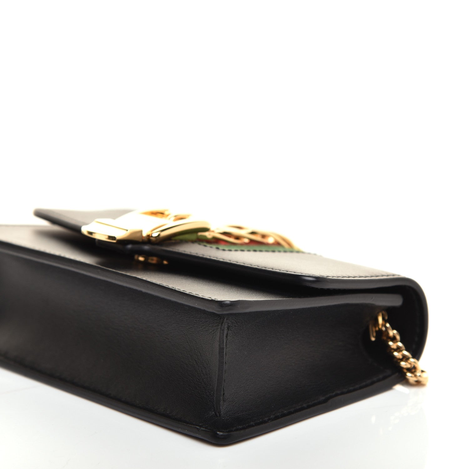 Gucci Calfskin Super Mini Sylvie Chain Shoulder Bag Black 7 of 9