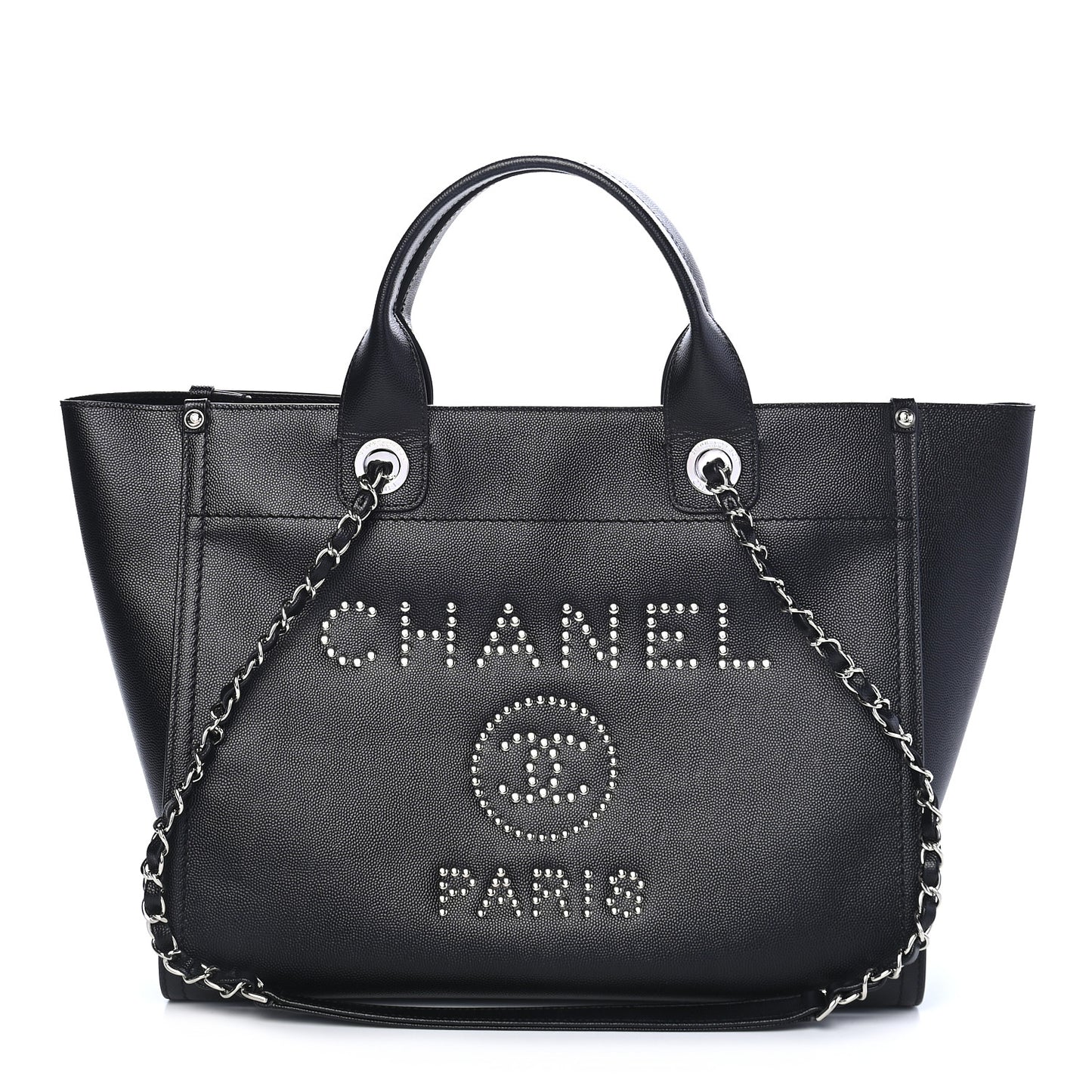 Caviar Small Studded Deauville Tote Black