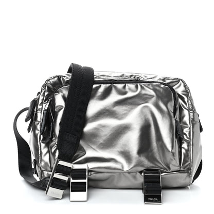 Prada Metallic Nylon Crossbody Bag Ferro 1 of 4