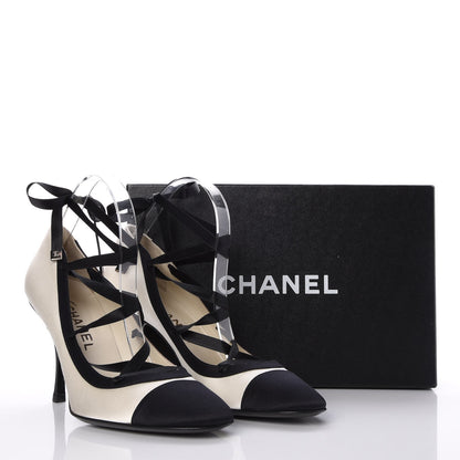 Chanel Satin Cap Toe CC Pumps 39.5 Black 9 of 9