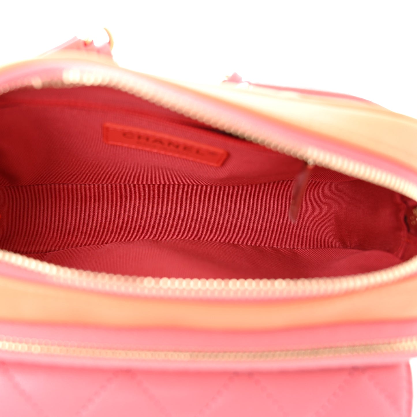Goatskin Quilted Tri-Color In & Out Waist Bag Orange Green Pink