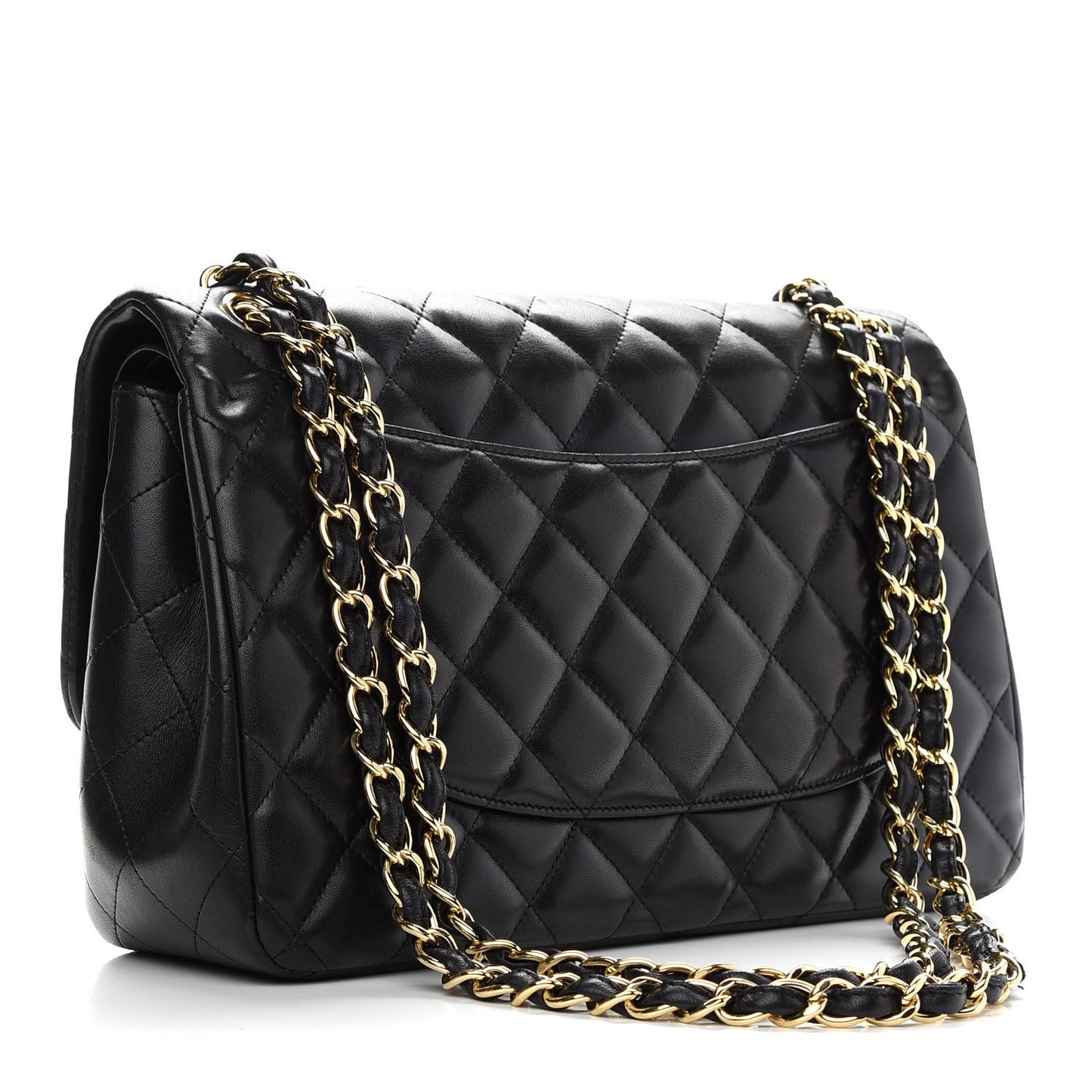 Lambskin Quilted Jumbo Double Flap Black