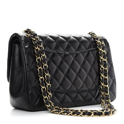Chanel Lambskin Quilted Jumbo Double Flap Black 3 of 12