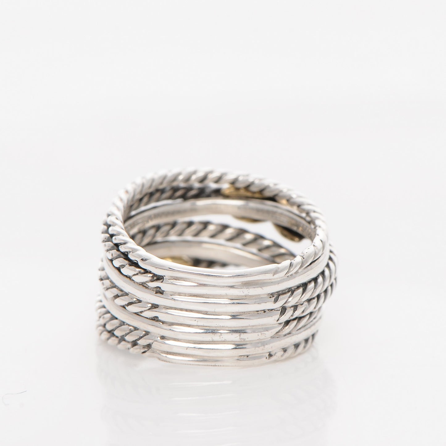 Sterling Silver 18K Yellow Gold Double X Crossover Ring 52 6