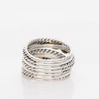 David Yurman Sterling Silver 18K Yellow Gold Double X Crossover Ring 52 6 4 of 5