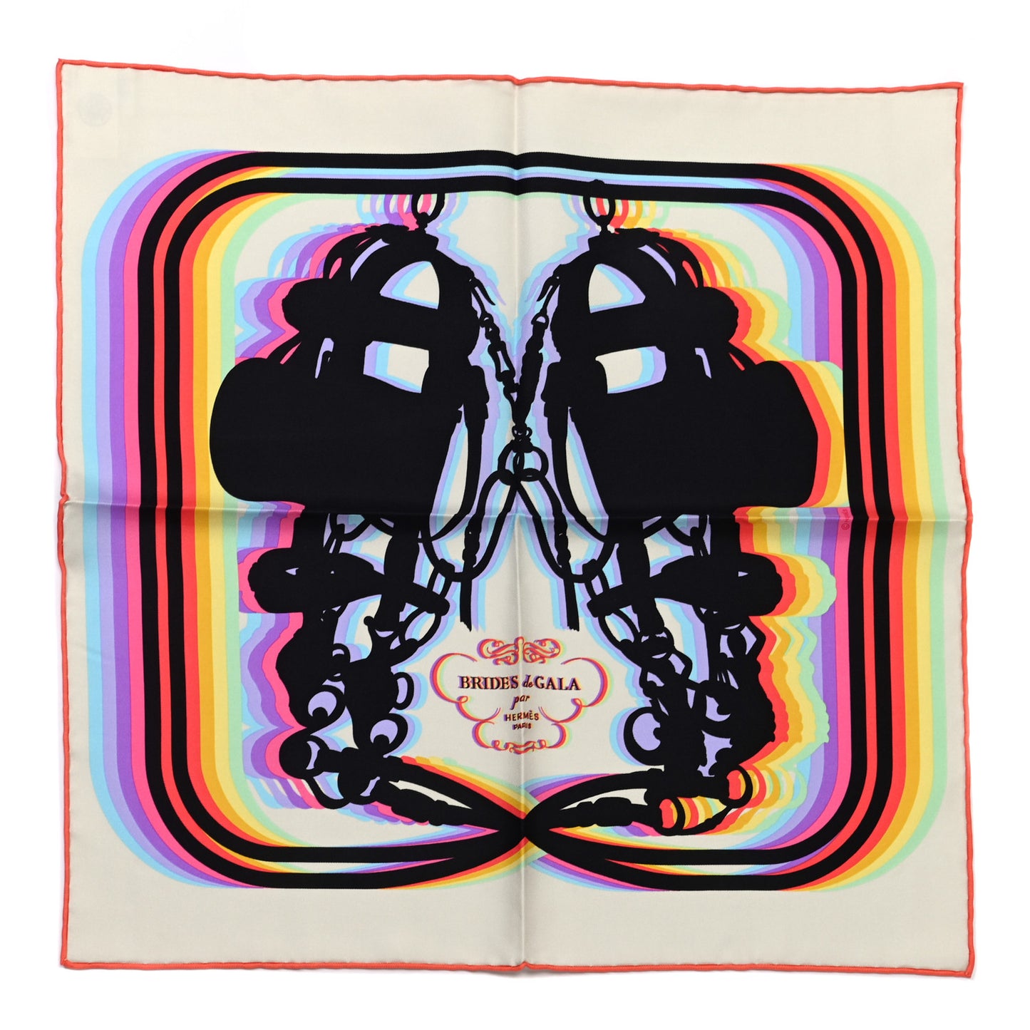 Silk Brides De Gala Shadow Pocket Square Creme Black Rose Fluo