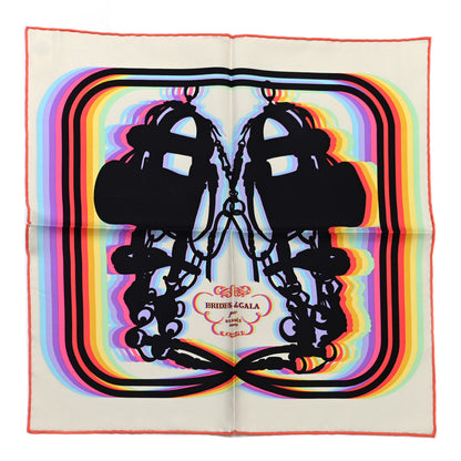 Hermes Silk Brides De Gala Shadow Pocket Square Creme Black Rose Fluo 1 of 4