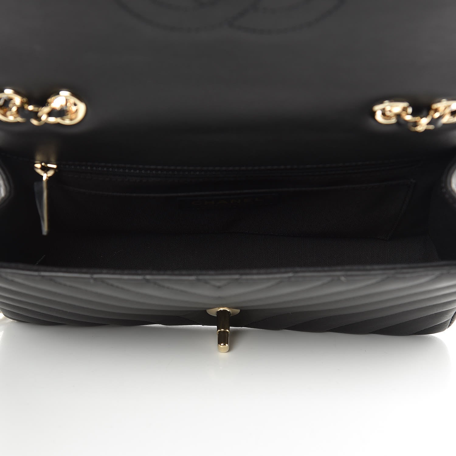 Chanel Calfskin Chevron Quilted Statement Flap Black 6 of 13