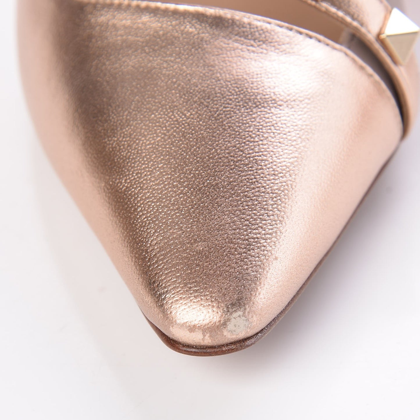 Metallic Nappa Rockstud Cross Strap D’Orsay 105mm Pumps 36 Rame