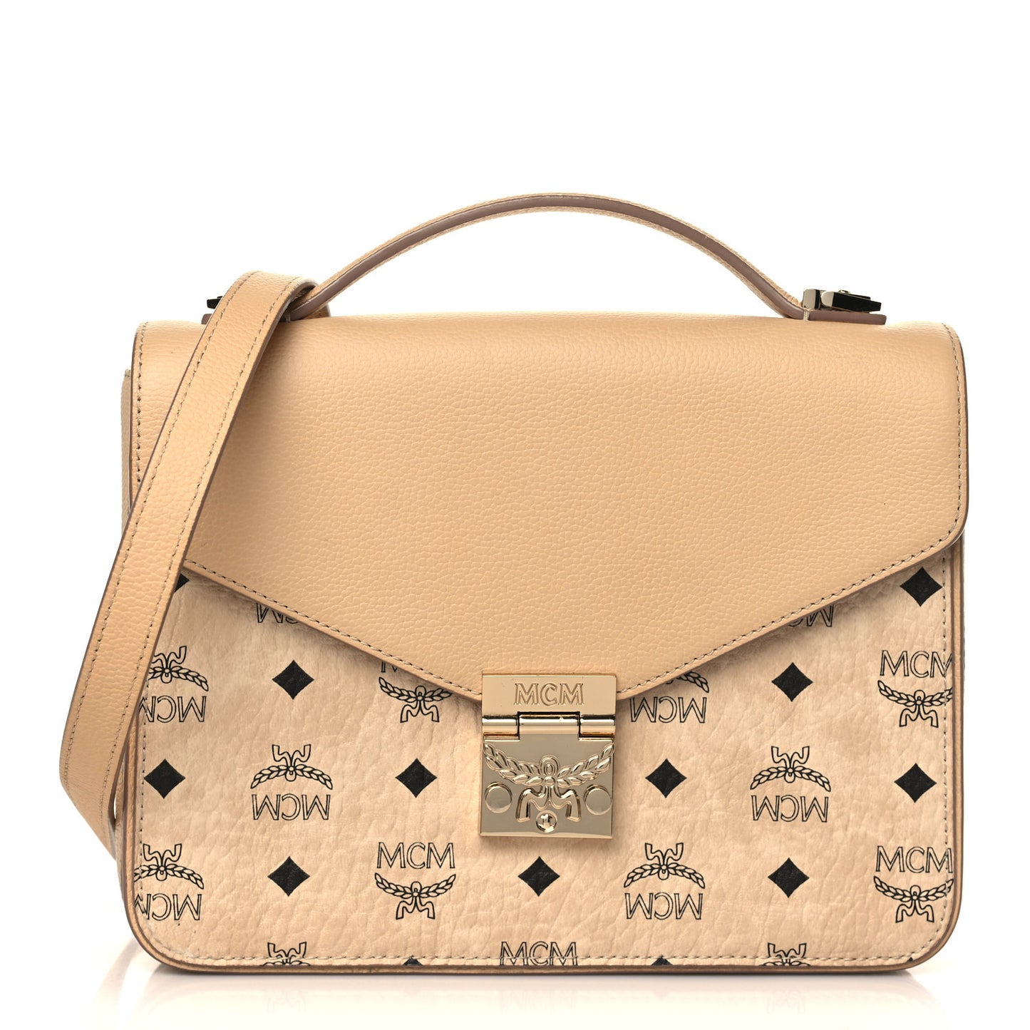 Visetos Calfskin Medium Patricia Satchel Beige