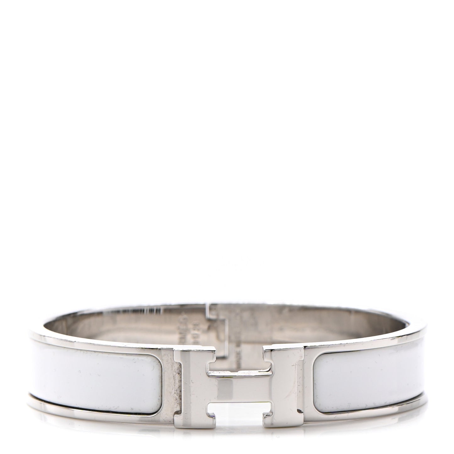 Enamel Narrow Clic Clac H Bracelet PM White