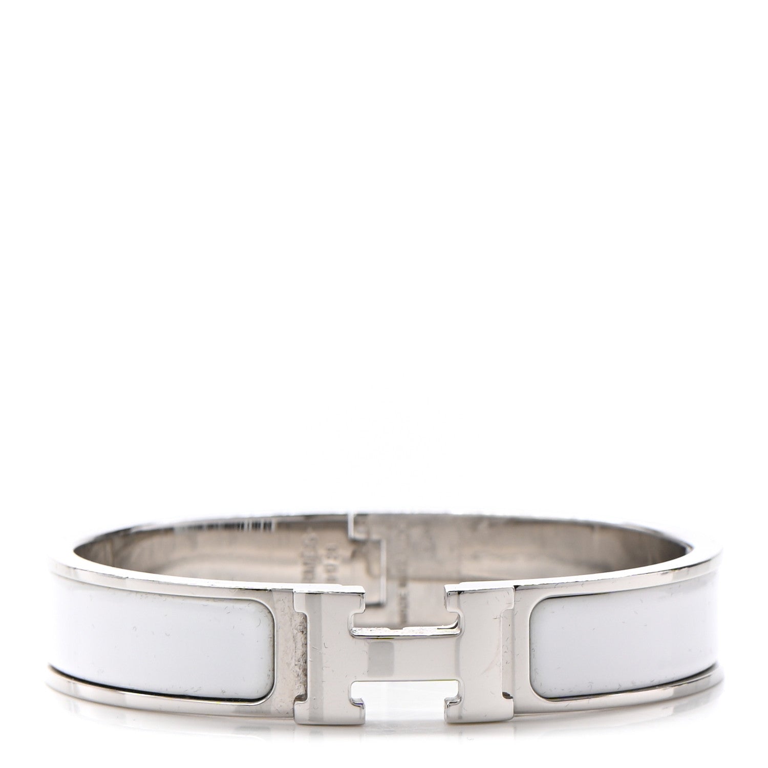Hermes Enamel Narrow Clic Clac H Bracelet PM White 1 of 5
