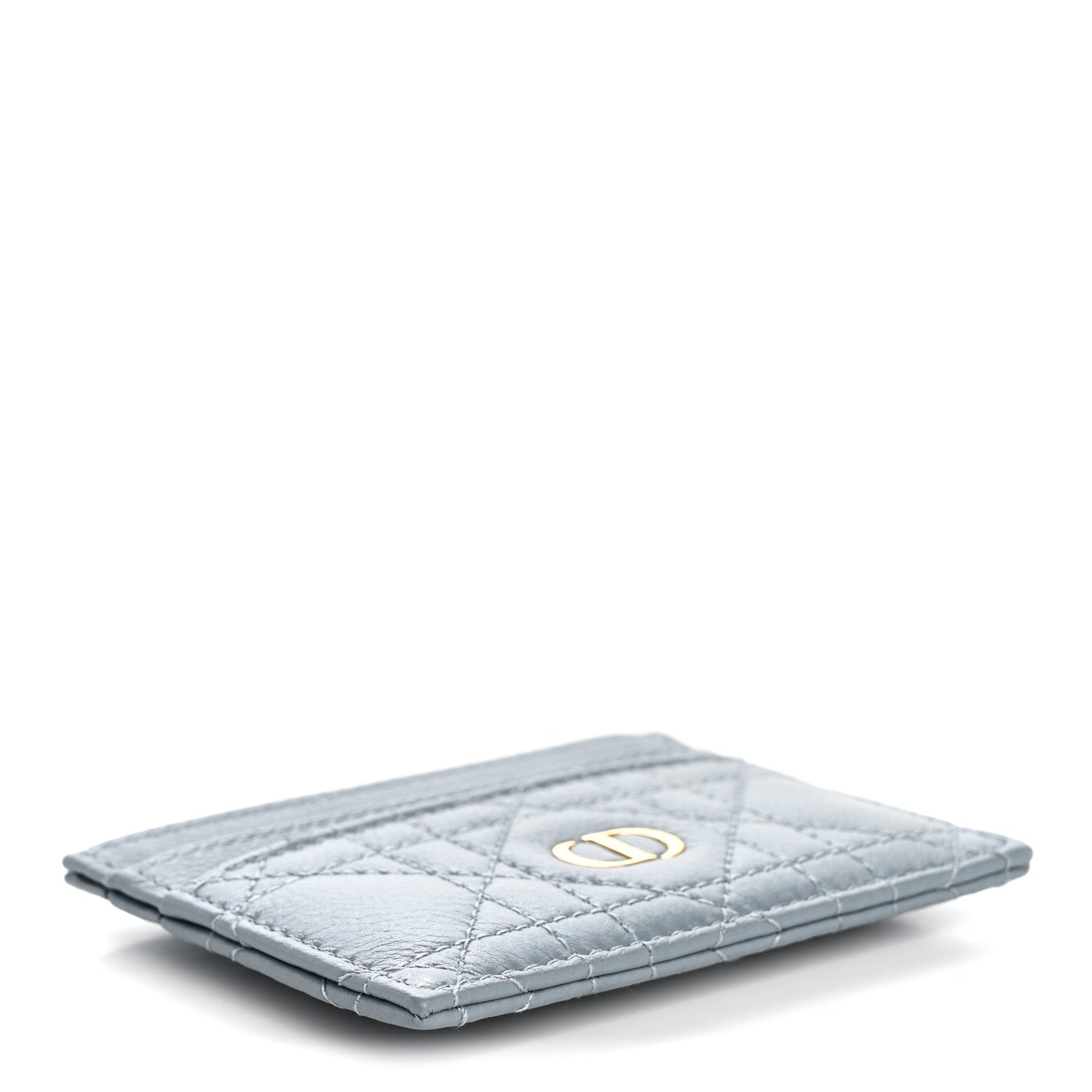 Christian Dior Supple Calfskin Cannage Caro Freesia Card Holder Cloud Blue 4 of 8