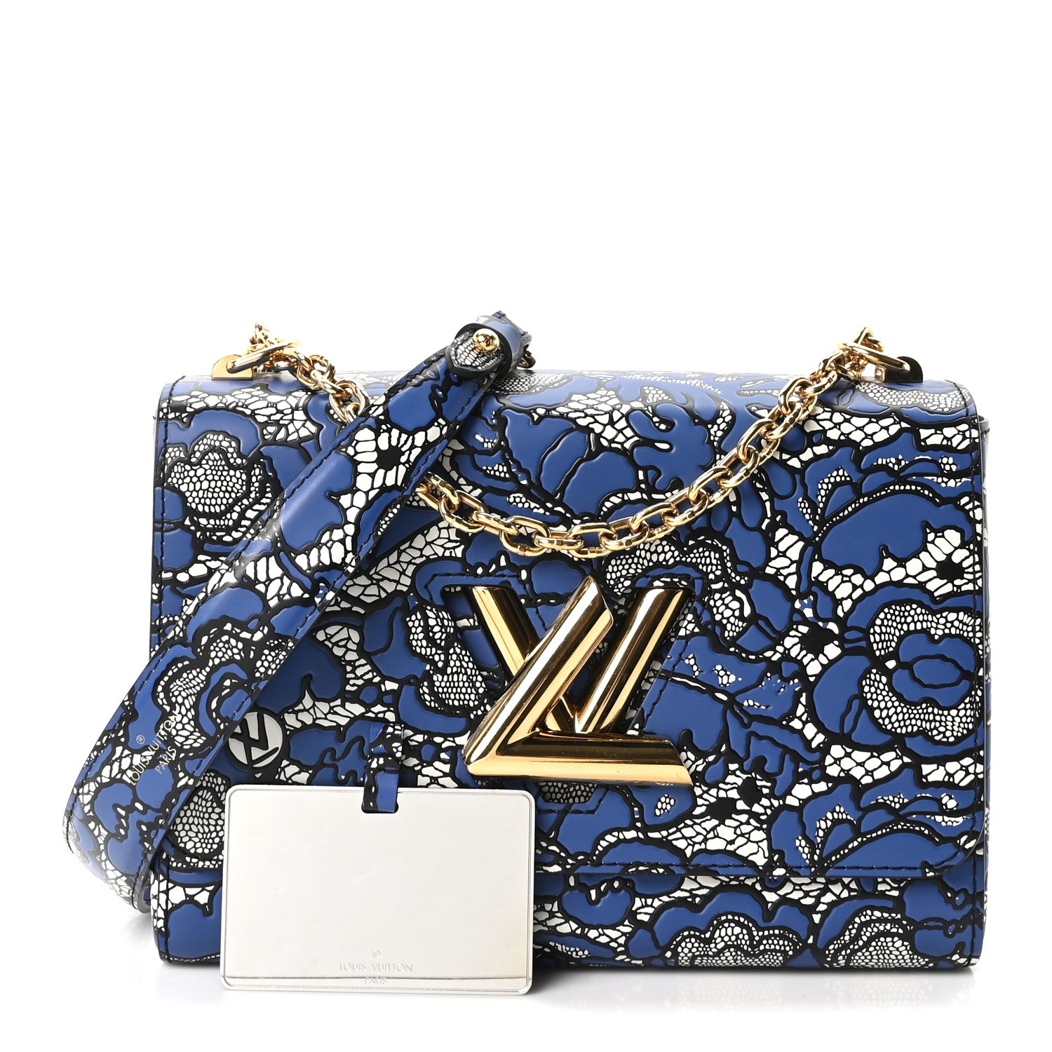 Louis Vuitton Calfskin Lace Flower Inlay Twist Shoulder Bag MM