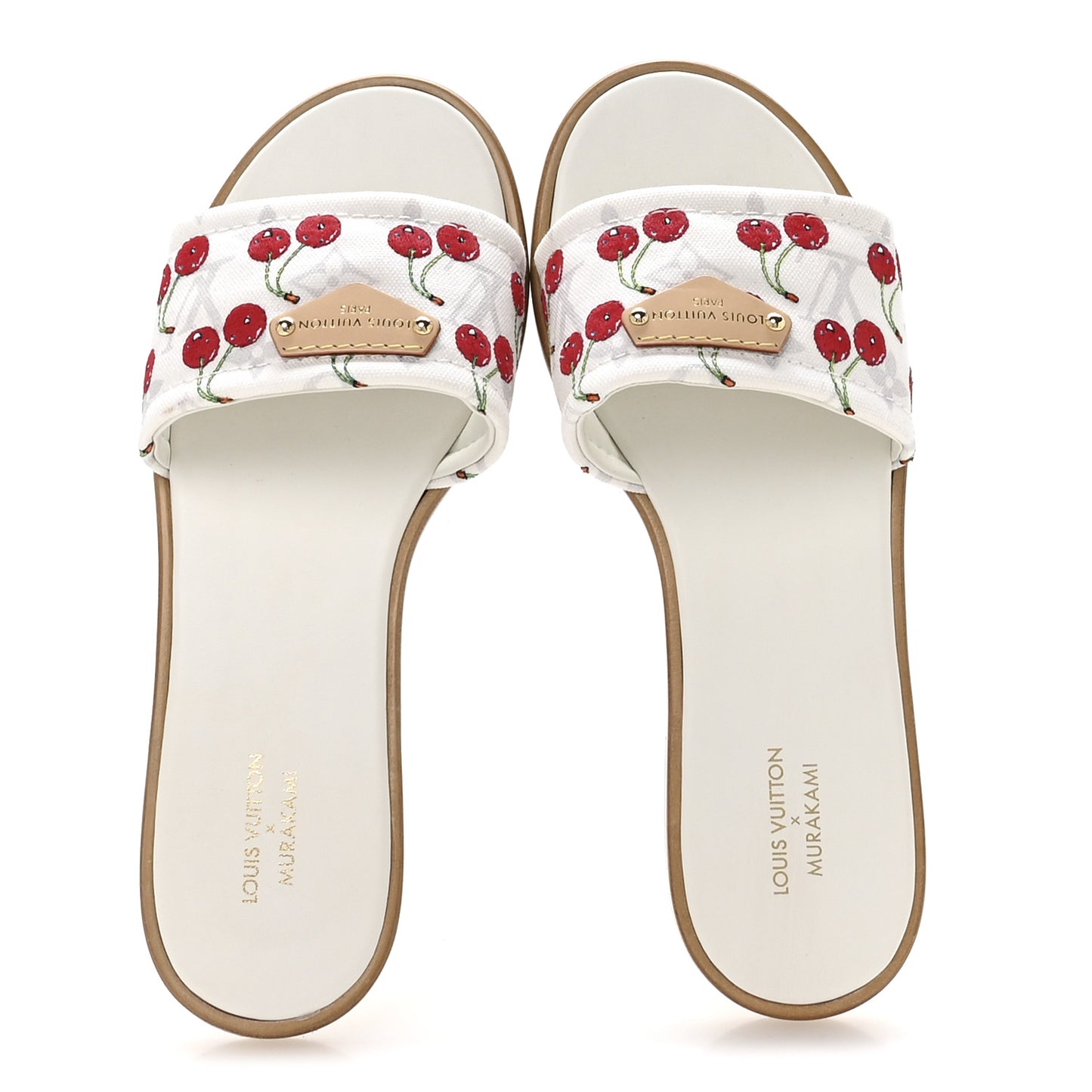 LV x TM Raffia Monogram Cerises Lily Flat Mule 39 White