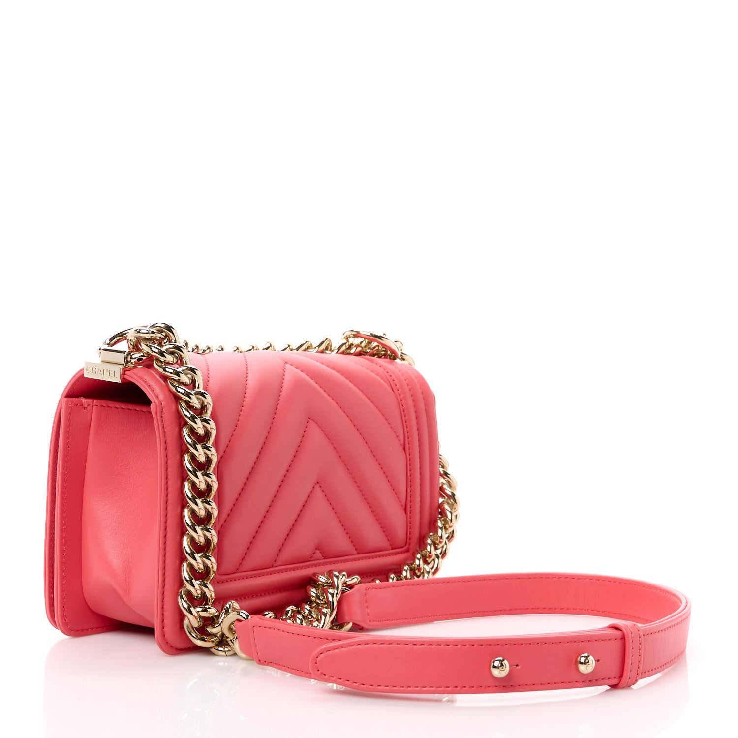 Chanel Lambskin Chevron Quilted Small Boy Flap Dark Pink 3 of 11