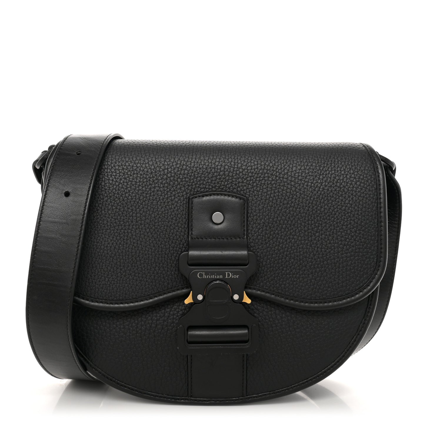 Grained Calfskin Gallop Bag With Strap Black