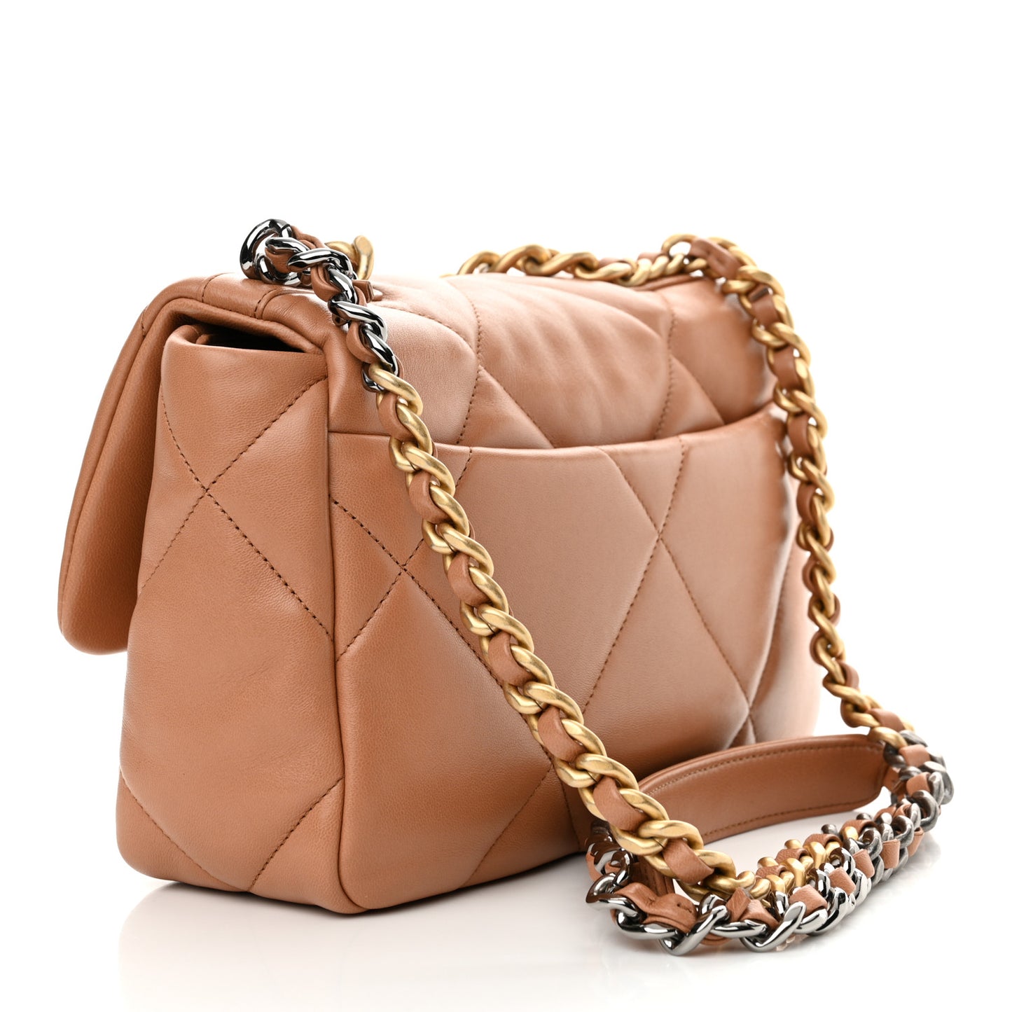 Lambskin Quilted Medium Chanel 19 Flap Brown
