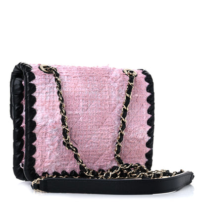 Chanel Tweed Braided Calfskin Mini My Own Frame Flap Pink Black 3 of 11