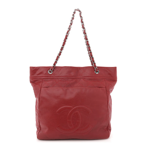 Soft Caviar Large Timeless CC Shoulder Bag Red