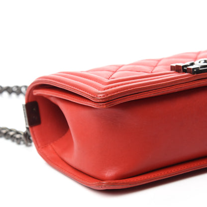 Chanel Calfskin Quilted Double Stitch Medium Boy Flap Red 6 of 20