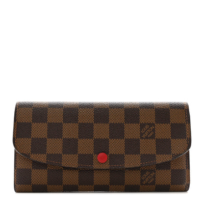 Louis Vuitton Damier Ebene Emilie Wallet Red 1 of 8
