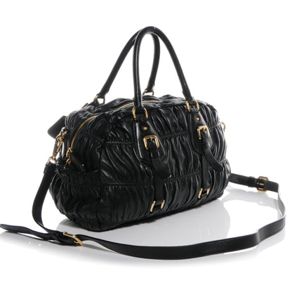 Prada Nappa Leather Gaufre Bauletto Nero Black 3 of 10