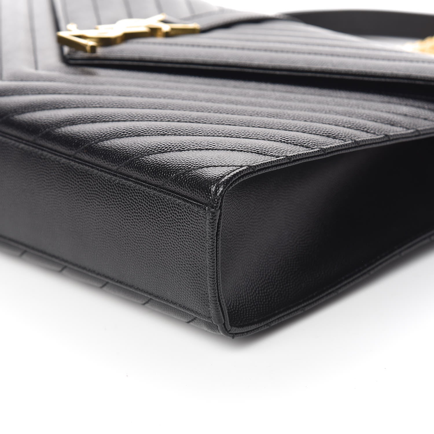 Saint Laurent Grain De Poudre Matelasse Chevron Large Monogram Satchel Black 6 of 10
