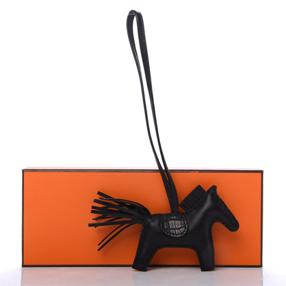 Hermes Milo Lambskin Matte Alligator Touch Grigri Rodeo Horse Bag Charm PM So Black 4 of 4