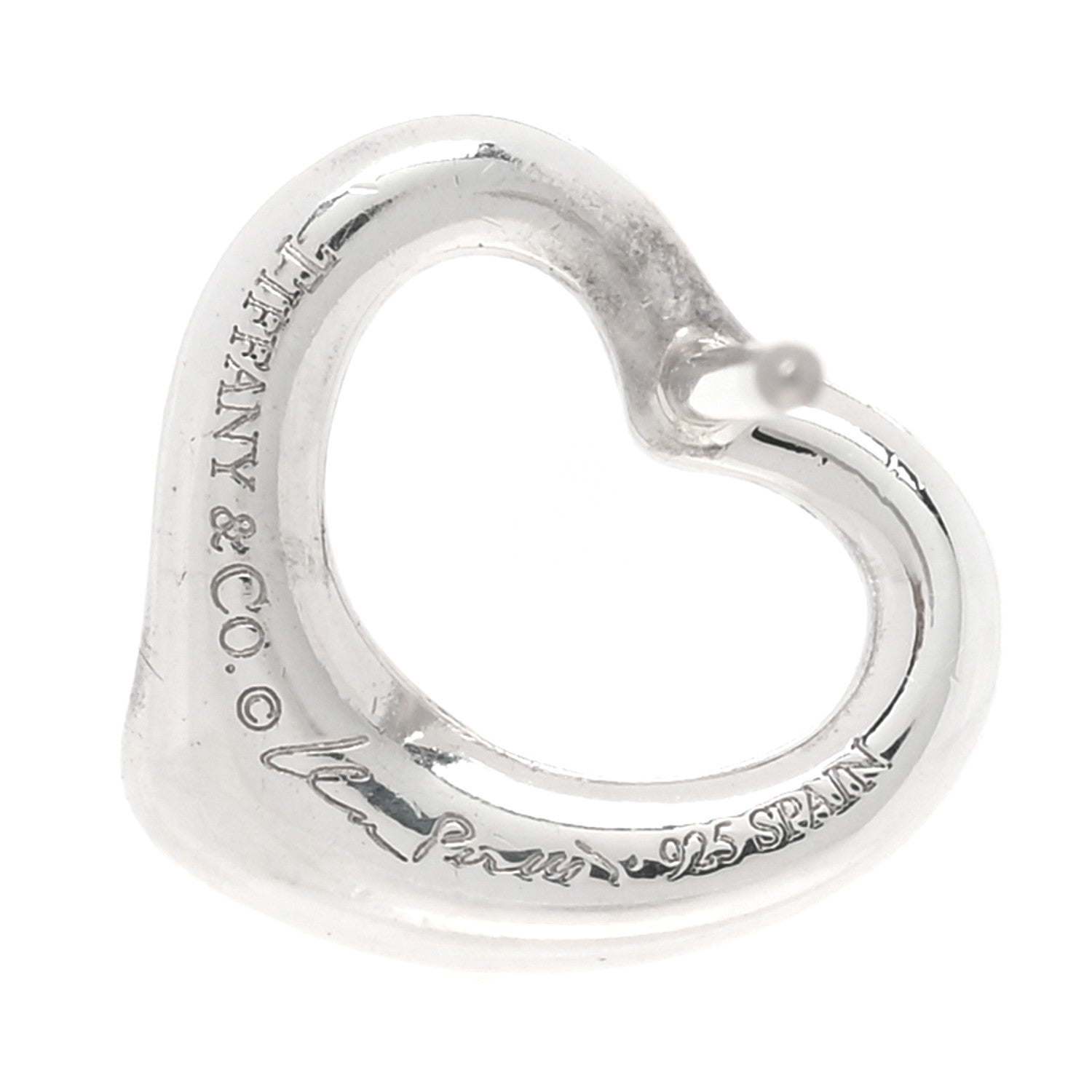 Tiffany Sterling Silver 11mm Elsa Peretti Open Heart Earrings 4 of 5