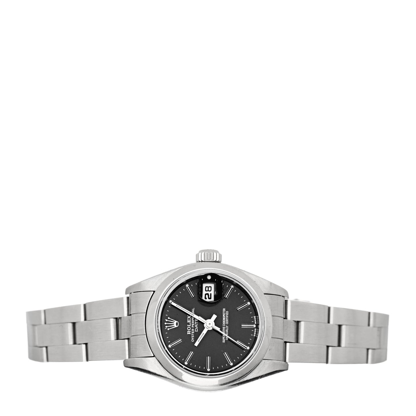 Stainless Steel 26mm Oyster Perpetual Date Watch Black 79160