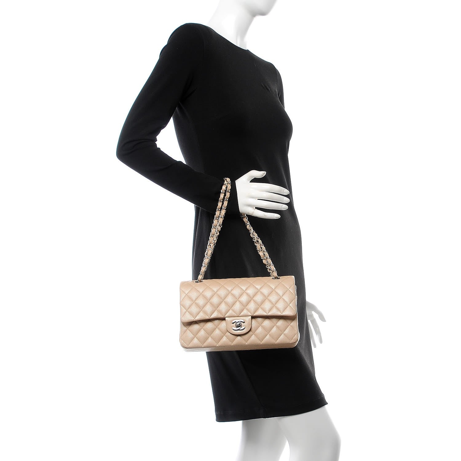 Chanel Iridescent Caviar Quilted Medium Double Flap Beige Clair 3 of 9