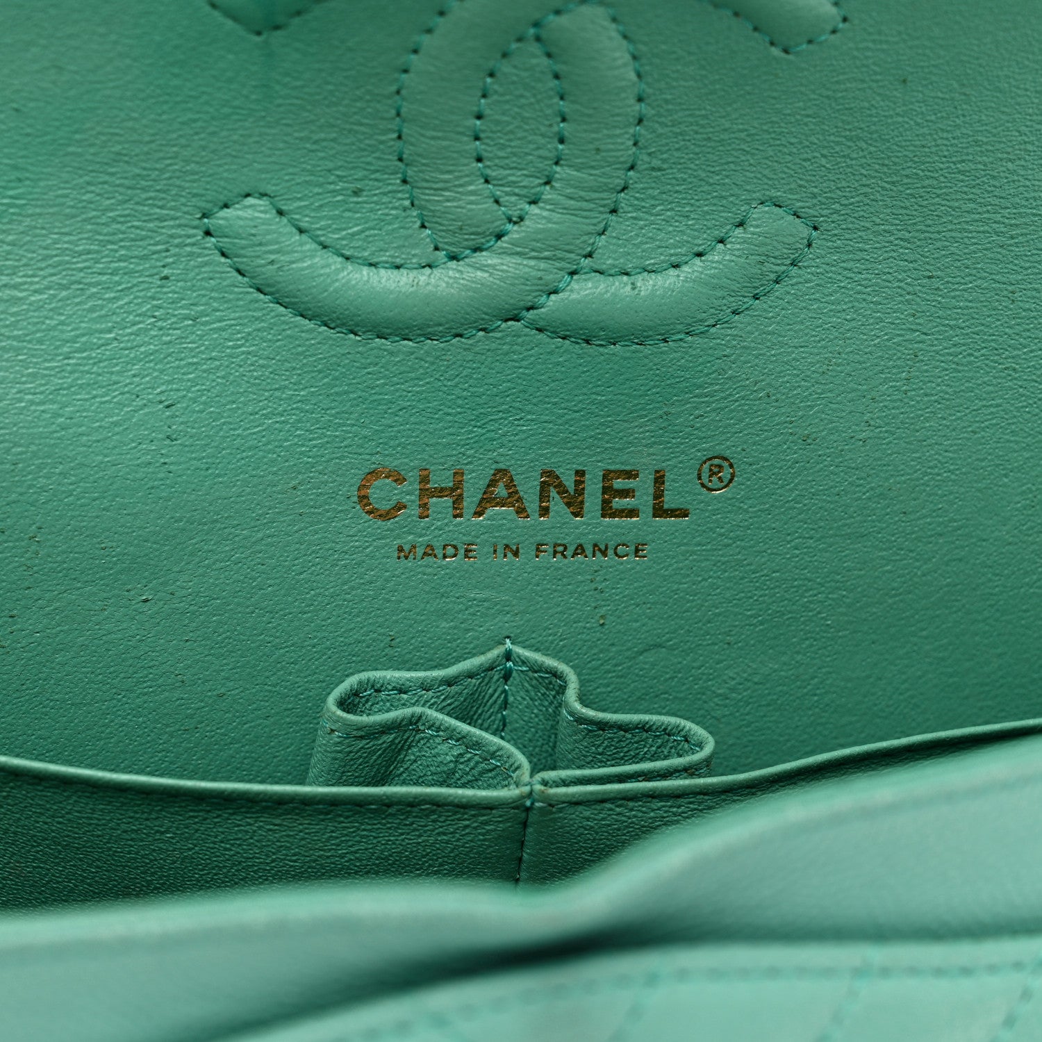 Chanel Caviar Flat Chevron Quilted Small Double Flap Green 7 of 13