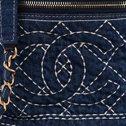 Chanel Denim Quilted Denim Trip Vanity Cosmetic Case Blue 8 of 10