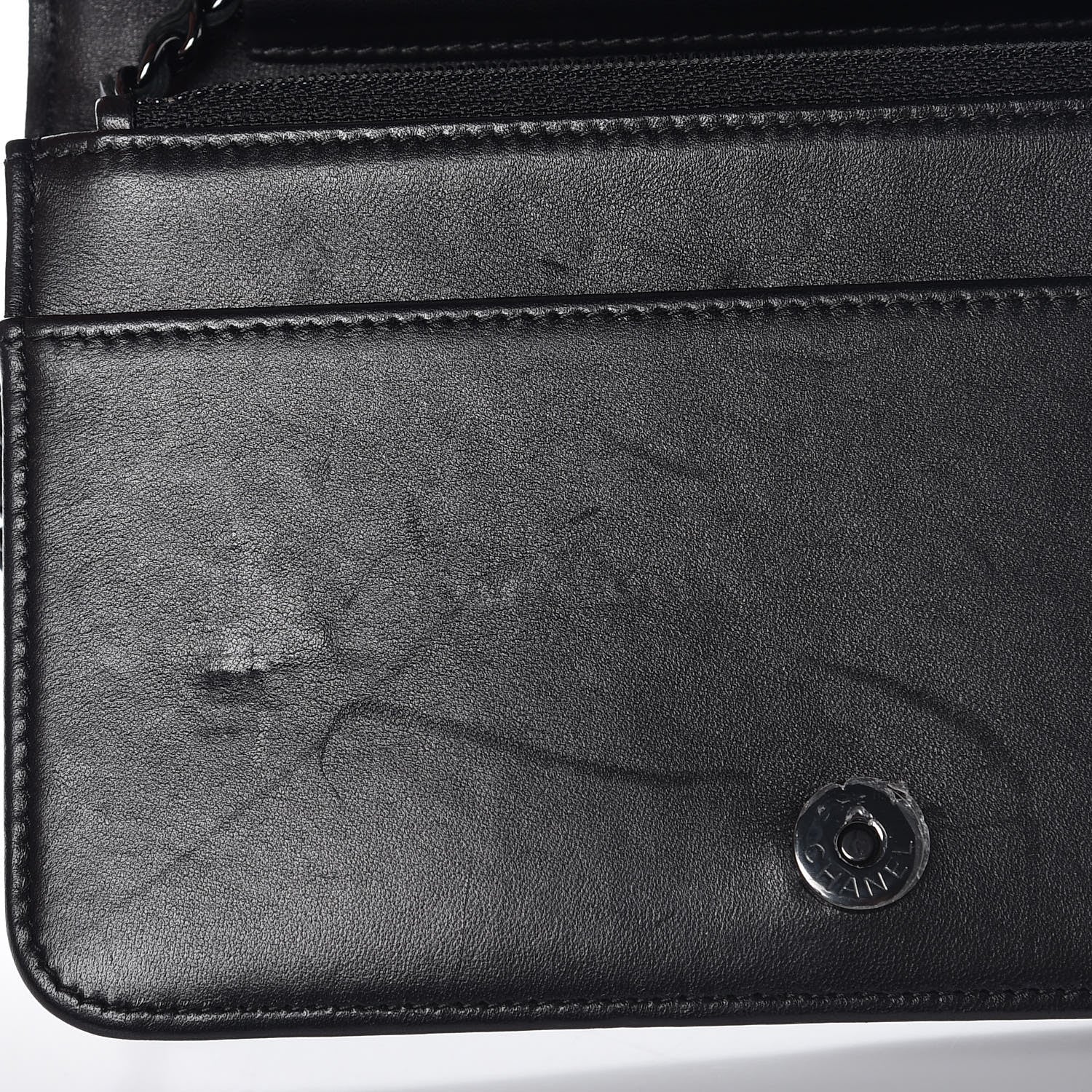 Chanel Lambskin Quilted Boy Wallet On Chain WOC So Black 9 of 12