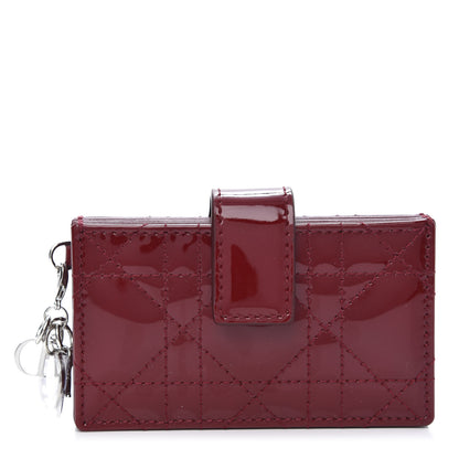 Christian Dior Patent Cannage Lady Dior 5-Gusset Card Holder Scarlet 1 of 7