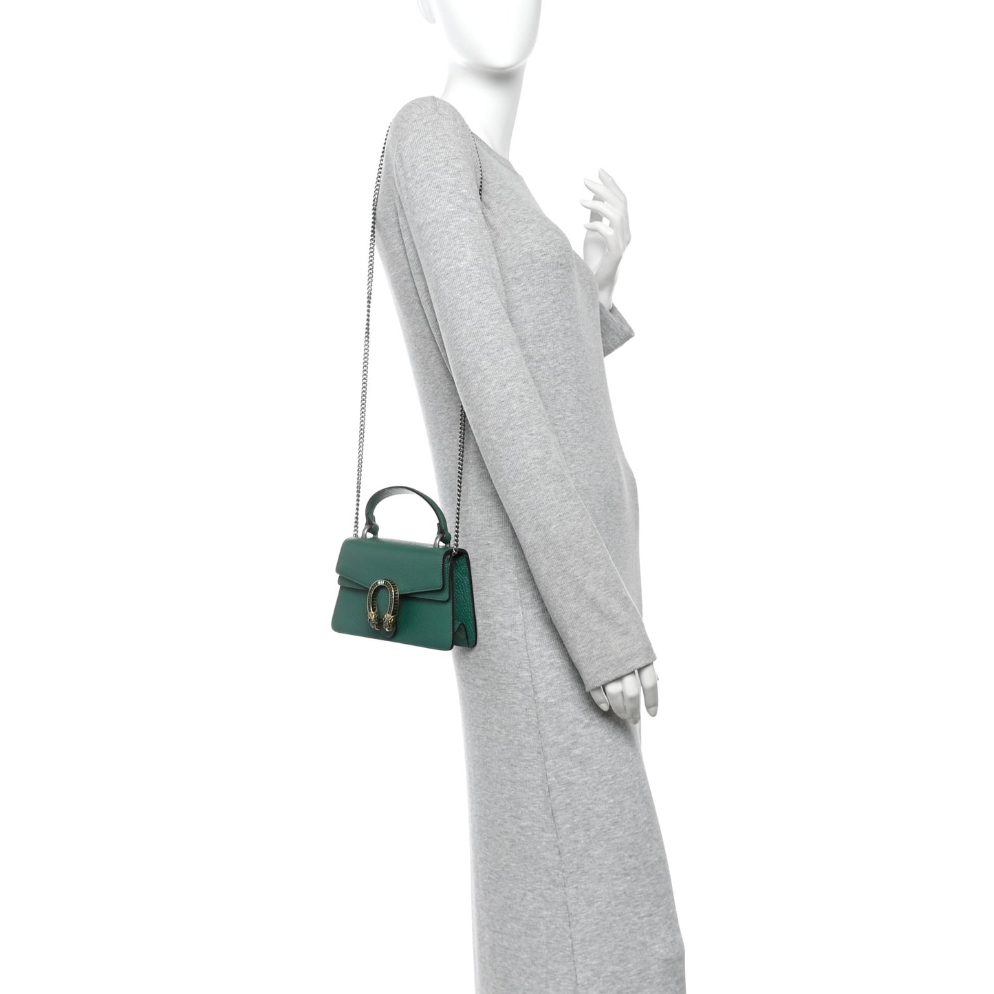 Dollar Calfskin Crystal Mini Dionysus Top Handle Bag Emerald