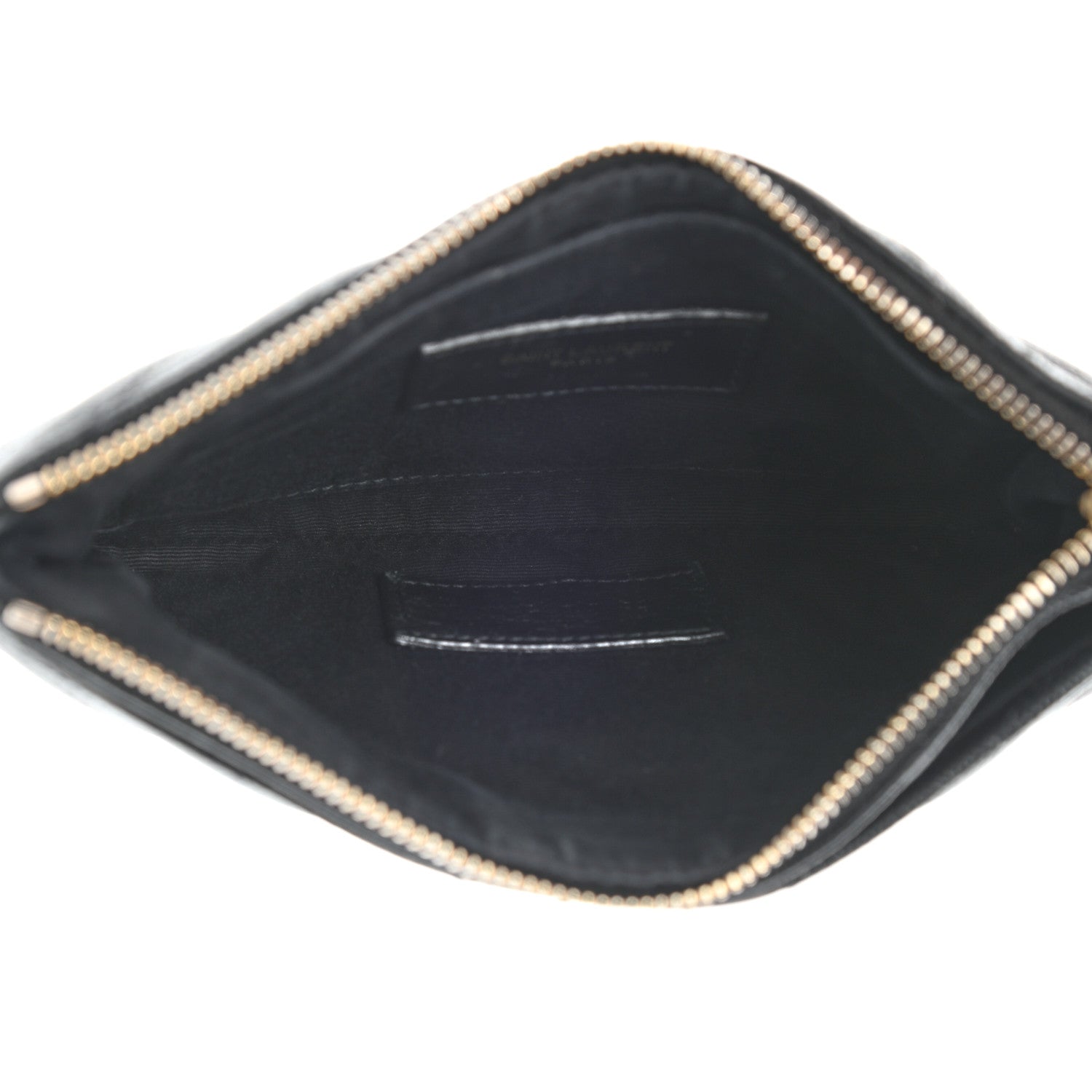 Saint Laurent Grain De Poudre Chevron Monogram Bill Pouch Black 5 of 8