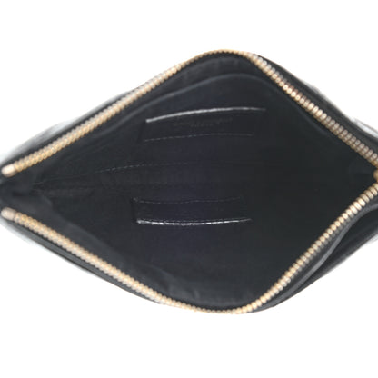 Saint Laurent Grain De Poudre Chevron Monogram Bill Pouch Black 5 of 8